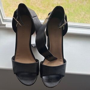Merona Black Ankle Strap Block Heels